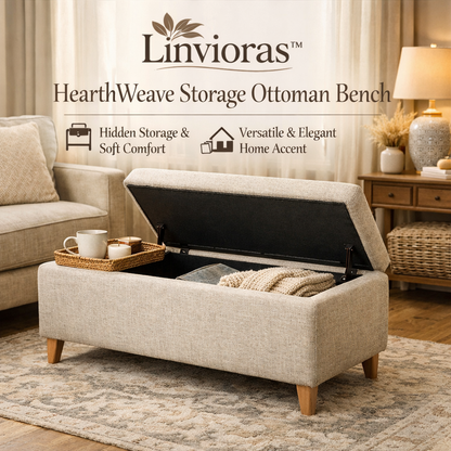 Linvioras™ HearthWeave Storage Ottoman Bench