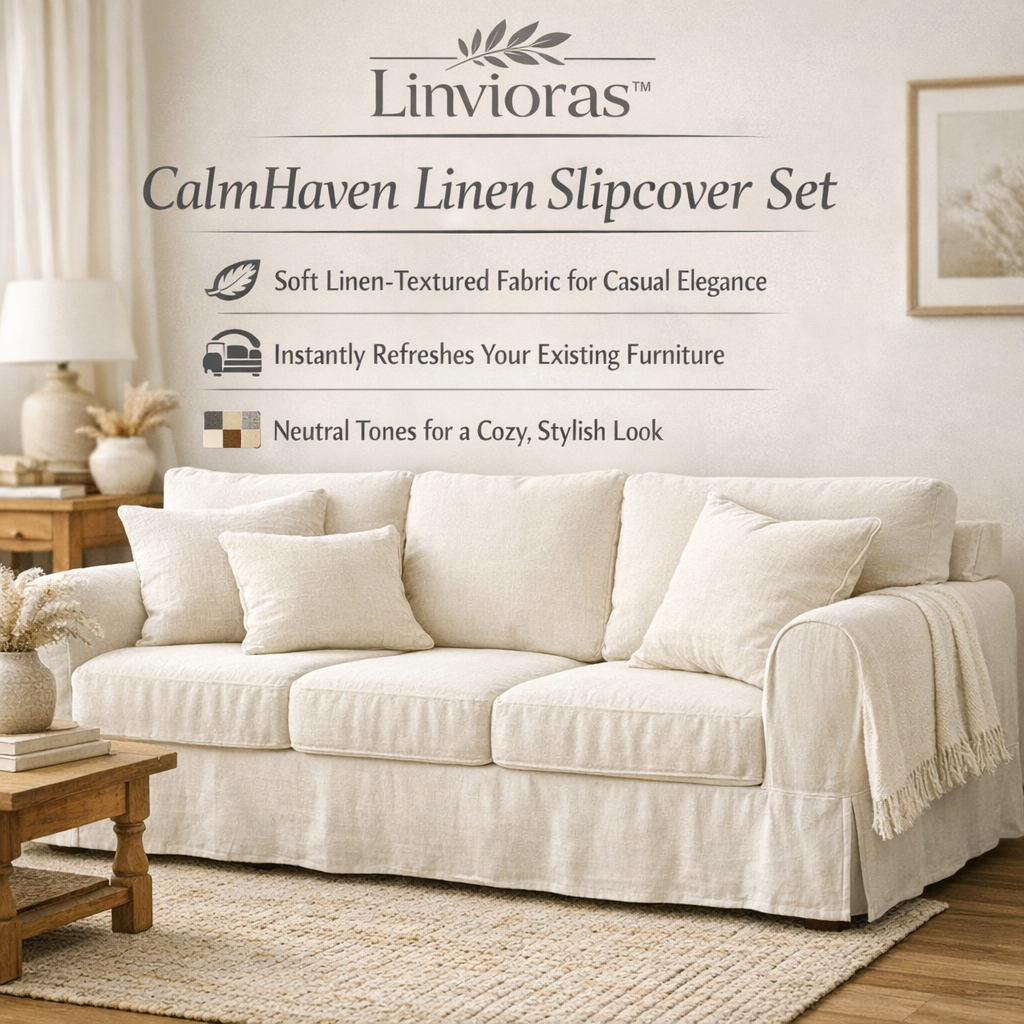 Linvioras™ CalmHaven Linen Slipcover Set